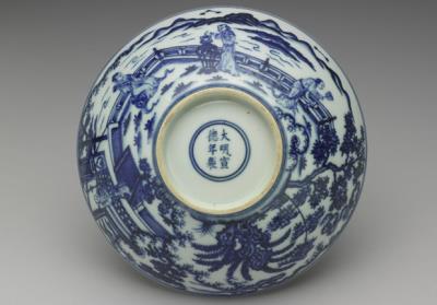 图片[3]-Bowl with underglaze-blue illustration of court ladies in a setting described in the T’ang poem “Autumn Evening, Hsuan-te reign (1426-1435), Ming dynasty-China Archive